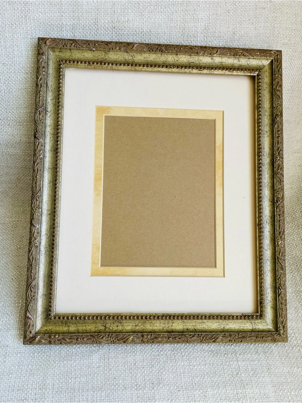 Vintage Ornate Gold Decorative Picture Frame with White Mat 15 x 13